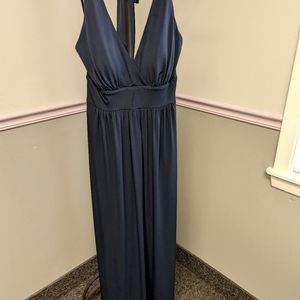 Long navy blue halter dress, Sz M